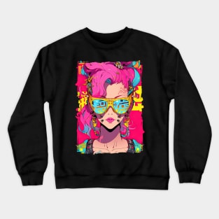 CYBERPUNK GAL | Futuristic Anime Manga Hyperpop | PROUD OTAKU Crewneck Sweatshirt